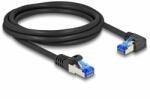 Delock RJ45 hálózati kábel Cat. 6A S/FTP egyenes / jobbra hajló 2 m fekete (80223) DL80223 (DL80223)