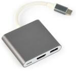 Gembird Cablexpert USB-C - HDMI + USB-C + USB-A szürke (A-CM-HDMIF-02-SG) (A-CM-HDMIF-02-SG)