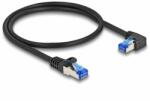 Delock RJ45 hálózati kábel Cat. 6A S/FTP egyenes / jobbra hajló 0, 5 m fekete (80221) (80221)