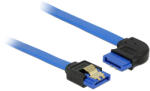 Delock SATA-kábel, 6 Gb/s, hüvely, egyenes SATA hüvely, jobbra nézo csatlakozódugóval, 30 cm, kék