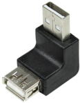 LogiLink USB 2.0 adapter, USB-A/M USB-A/F, 90 -os szög, fekete