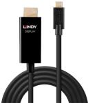 Lindy Adapter Kábel USB C - HDMI, 4K60, M/M 3m, fekete 43293 (43293)