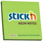 STICK N Öntapadós jegyzettömb STICKN 76x76mm neon zöld 100 lap 21167 (21167)