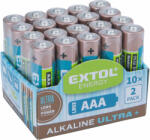 Extol elem klt. 20 db, alkáli, 1, 5V, méret: AAA (LR03); hosszú élettartam, 10x2db-os kínálóban