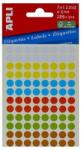 APLI Etikett, 8 mm, kör, kézzel írható, színes, APLI, vegyes színek, 288 etikett/csomag 02092 (02092)