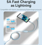 Vention USB-C 2.0/M - 2USB-C/M, (5A, szilikon, fehér), 1, 5m, kábel