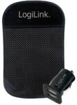 LogiLink USB 2-port autós töltőkészlet, csúszásgátló szőnyeggel, fekete