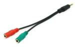 Equip kábel - 147943 (Audio elosztó, 3, 5mm Jack, 2x anya/1x apa, fekete, 13cm) (147943)
