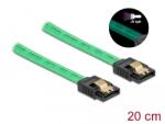Delock 6 Gb/s SATA kábel UV fényhatással zöld színű, 20 cm
