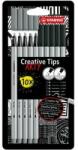 STABILO Needle Felt Set, STABILO "Creative Tips ARTY", negru, gri, 5 grosimi diferite (89/10-1-20)
