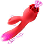 Bloomgasm Blooming Bunny Sucking & Thrusting Silicone Rabbit Vibrator Red Vibrator