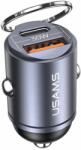 USAMS C38 USB Type-C / USB Type-A Autós töltő - Szürke (30W) (USA001368)