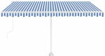  Vidaxl kék és fehér automata póznás napellenző 450 x 300 cm 3069566