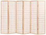 vidaXL 6 paneles, természetes, japán stílusú paraván 240 x 170 cm 245904