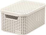 Keter Rattan hatású kosár tetővel, 6l, törtfehér, CURVER "Style S (CSCR7BT) - irodaoutlet