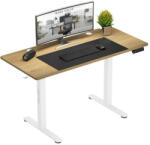 Mark Adler Ergonomikus íróasztal állítható magasságú asztal, elektromos magasságállítással, számítógépi asztal , Memória funkcióval és LCD kijelzővel, Fehér/Fa (MA-LEADER-70-CRAFT)