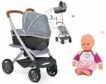 Smoby Set cărucior adânc și sport DeLuxe Pastel Maxi Cosi&Quinny Grey 3în1 Smoby și păpușa de jucărie Violette Baby Nurse (SM253104-3)
