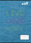 Victoria Füzet, tűzött, A4, kockás, 32 lap, COOL BY VICTORIA, "Live-love-hope", "87-32 - pcx