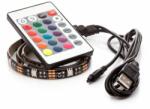 OPTY LED szalag 50cm, USB, 15 LED, távirányító, 20 szín, öntapadós, öntapadó (50SR)