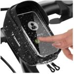  MALATEC Kerékpáros telefontartó tok, tároló, vízálló, kormányra szerelhető, 14 x 19 x 9, 5 cm, fekete