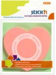 STICK N Öntapadó jegyzettömb, szív alakú, 70x70 mm, 50 lap, STICK N, rózsaszín (SN21545) - irodaoutlet