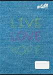 Victoria Füzet, tűzött, A4, kockás, 32 lap, COOL BY VICTORIA, "Live-love-hope", "87-32 - tonerprint