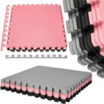 Malatec Puzzle habszivacs szőnyeg, vízálló, rózsaszín/szürke/fehér, 180x180 cm
