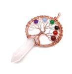 R. M. ékszer Életfa rose drót csúcs hegyikristály medál 5x9cm (021919)