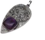 R. M. ékszer Csepp fém életfa ametiszt medál 3x5cm (021999)