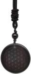R. M. ékszer Kör életvirág obszidián medál zsinóron 3, 5cm (021971)