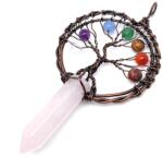 R. M. ékszer Életfa bronz drót csúcs rózsakvarc medál 5x9cm (021912)