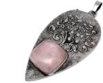 R. M. ékszer Csepp fém életfa rózsakvarc medál 3x5cm (021998)
