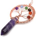 R. M. ékszer Életfa rose drót csúcs ametiszt medál 5x9cm (021921)