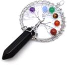 R. M. ékszer Életfa ezüst drót csúcs obszidián medál 5x9cm (021909)