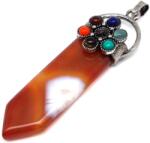 R. M. ékszer Csúcs fém csakra virág karneol medál 2x7cm (022016)