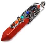 R. M. ékszer Csúcs fém korona csakra jáspis vörös medál 2x8cm (022034)