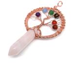 R. M. ékszer Életfa rose drót csúcs rózsakvarc medál 5x9cm (021920)