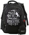 DACO Ghiozdan scoala DACO GH3006, 38 cm, Motiv Unicorns, Negru (GH3006)