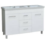 TMP cabinets FLAT 120 lábon álló fürdőszobabútor Sanovit Isik 4120 dupla porcelán mosdókagylóval 120 cm (400783) - watermarkt