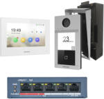 Hikvision DS-KIS604-S Fehér beltérivel, süllyesztve szerelhető kültéri + PoE switch + esővető (CSOMAG-DS-KIS604-S-W-C-Flush)