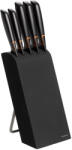 Fiskars Set 5 cutite + suport Fiskars Edge, otel inoxidabil, negru - 1003099 (1003099)