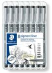 STAEDTLER Tusfilc készlet, 8 különböző vonalvastagság, STAEDTLER "Pigment liner 308", fekete (TS308SB8) - irodaoutlet