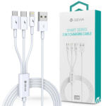 DEVIA USB töltőkábel 1, 2 m-es vezetékkel - Devia Smart Series 3in1 for Lightning/micro USB/Type-C - 2A - fehér - multimediabolt