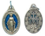 ST. ITA Csodás Mária érem, ovális, ezüst színű, kék betétes - 22 mm (21658013)