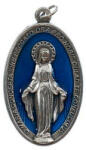ST. ITA Csodás Mária érem, ovális, ezüst színű, kék betétes - 40 mm (33333014)