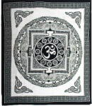Ancient Wisdom Indiai Pamut ágytakaró - falidísz - Mono - Om Mandala - 230x200 cm (CBWH-31)