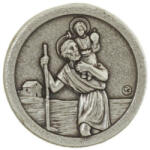 ST. ITA Szent Kristóf ezüst színű fém érem, öntapadós-mágneses 2, 5 cm (21221019)