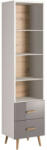 WM-Meble Brillo W2S Dulap înalt cu două sertare alb-Luciu înălțat gri (GREY / WHITE) Biblioteca