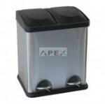 Merida Szelektív hulladékgyűjtő 2x15L rozsdamentes, szálcsiszolt, lábpedálos