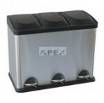 Merida Szelektív hulladékgyűjtő 3x15L rozsdamentes, szálcsiszolt, lábpedálos